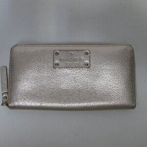 Kate Spade Continental Leather zip around wallet organizer champagne metallic